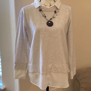 Calvin Klein Sweatshirt with Chiffon Accent, Small